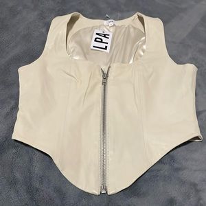 Women’s LPA leather zip up corset top in none size medium NWT $255